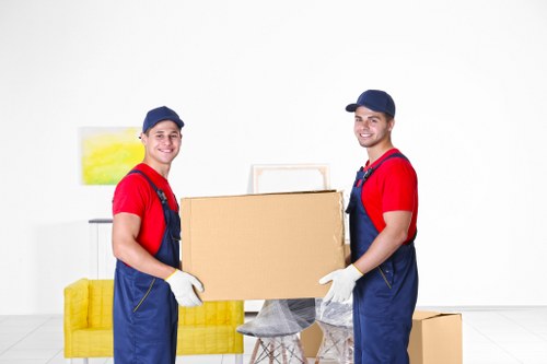 Organized storage unit in Bexley with packed boxes and furniture