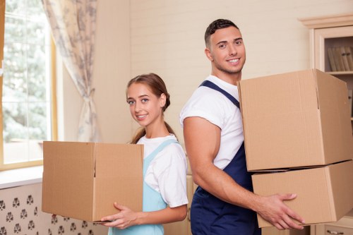 Packed boxes and organised flat removal preparation in Bexley