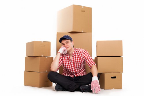 Packed boxes and furniture prepared for long-term storage in Bexley
