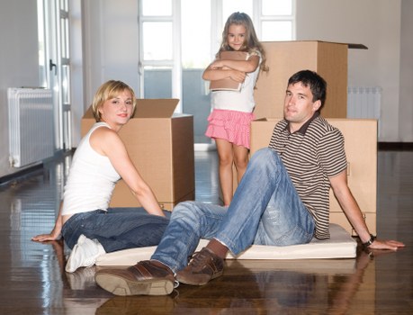 Business equipment and boxes arranged for small removals